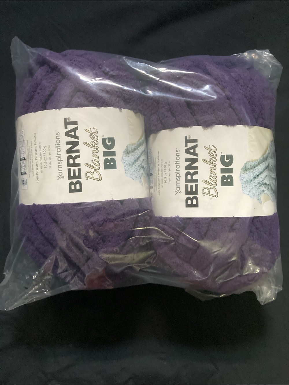 NWT Bernat Yarnspirations Blanket Big Purple Moonlight Jumbo #7 Yarn 2 Skeins